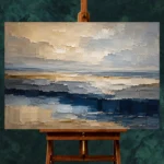 Tranquil Coastal Horizon Abstract Office Wall Art Canvas Print - Image 2