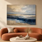 Tranquil Coastal Horizon Abstract Office Wall Art Canvas Print - Image 3