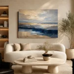 Tranquil Coastal Horizon Abstract Office Wall Art Canvas Print - Image 6