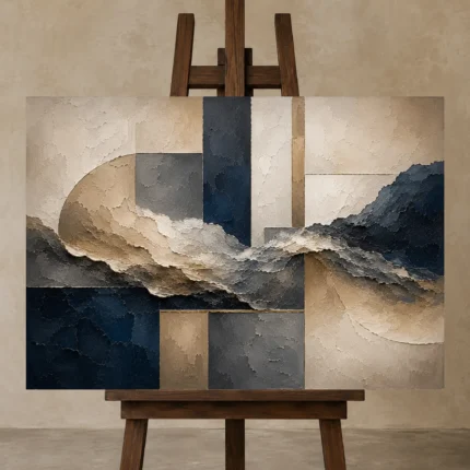 Harmonious Organic Abstract Office Wall Art Canvas Print shown in Studio Easel