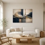 Harmonious Organic Abstract Office Wall Art Canvas Print styled in a refined neutral interior