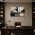 Harmonious Organic Abstract Office Wall Art Canvas Print displayed in a contemporary gallery-inspired room