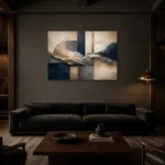 Harmonious Organic Abstract Office Wall Art Canvas Print shown in a warm modern interior