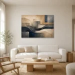Serene Architectural Texture Abstract Office Wall Art Canvas Print styled in a refined neutral interior