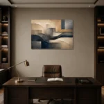 Serene Architectural Texture Abstract Office Wall Art Canvas Print displayed in a contemporary gallery-inspired room