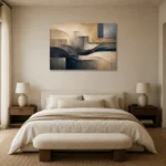 Serene Architectural Texture Abstract Office Wall Art Canvas Print showcased in an elegant minimalist interior