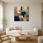 Sandstone Geometric Abstract Office Wall Art Canvas Print styled in a refined neutral interior