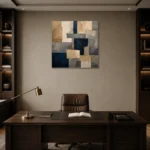 Sandstone Geometric Abstract Office Wall Art Canvas Print displayed in a contemporary gallery-inspired room