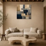 Sandstone Geometric Abstract Office Wall Art Canvas Print presented in a sophisticated home setting