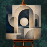 Tranquil Architectural Abstract Office Wall Art Canvas Print - Image 2