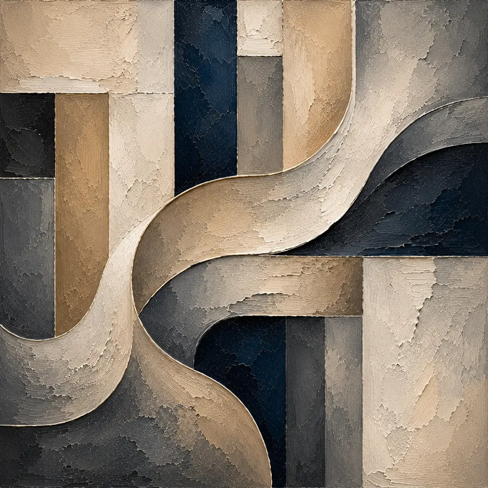 Warm Neutral Sculptural Abstract Office Wall Art Canvas Print
