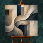 Warm Neutral Sculptural Abstract Office Wall Art Canvas Print - Image 2