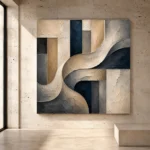 Warm Neutral Sculptural Abstract Office Wall Art Canvas Print - Image 3