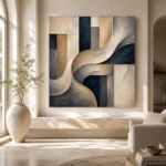 Warm Neutral Sculptural Abstract Office Wall Art Canvas Print - Image 8