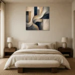 Warm Neutral Sculptural Abstract Office Wall Art Canvas Print showcased in an elegant minimalist interior