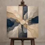 Centered Mineral Abstract Office Wall Art Canvas Print displayed on a studio easel