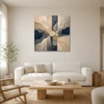 Centered Mineral Abstract Office Wall Art Canvas Print styled in a refined neutral interior