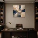 Centered Mineral Abstract Office Wall Art Canvas Print displayed in a contemporary gallery-inspired room