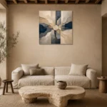 Centered Mineral Abstract Office Wall Art Canvas Print presented in a sophisticated home setting