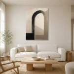Serene Neutral Arch Minimal Office Wall Art Canvas Print styled in a refined neutral interior
