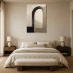 Serene Neutral Arch Minimal Office Wall Art Canvas Print showcased in an elegant minimalist interior