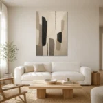 Neutral Geometric Minimal Office Wall Art Canvas Print styled in a refined neutral interior