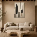 Neutral Geometric Minimal Office Wall Art Canvas Print presented in a sophisticated home setting