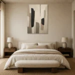 Neutral Geometric Minimal Office Wall Art Canvas Print showcased in an elegant minimalist interior