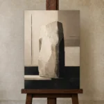 Quiet Luxury Stone Minimal Office Wall Art Canvas Print displayed on a studio easel