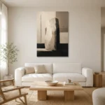 Quiet Luxury Stone Minimal Office Wall Art Canvas Print styled in a refined neutral interior