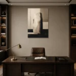 Quiet Luxury Stone Minimal Office Wall Art Canvas Print displayed in a contemporary gallery-inspired room
