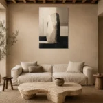 Quiet Luxury Stone Minimal Office Wall Art Canvas Print presented in a sophisticated home setting