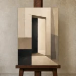 Contemporary Doorway Minimal Office Wall Art Canvas Print displayed on a studio easel
