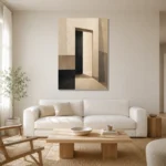 Contemporary Doorway Minimal Office Wall Art Canvas Print styled in a refined neutral interior