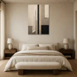Neutral Linear Minimal Office Wall Art Canvas Print showcased in an elegant minimalist interior