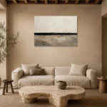 Serene Horizon Minimal Office Wall Art Canvas Print presented in a sophisticated home setting