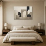 Panoramic Architectural Minimal Office Wall Art Canvas Print showcased in an elegant minimalist interior