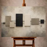 Quiet geometric Minimal Office Wall Art print featuring floating abstract panels for elegant interiors