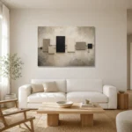 Quiet Geometric Minimal Office Wall Art Canvas Print styled in a refined neutral interior