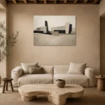 Serene Architectural Minimal Office Wall Art Canvas Print presented in a sophisticated home setting