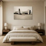 Serene Architectural Minimal Office Wall Art Canvas Print showcased in an elegant minimalist interior
