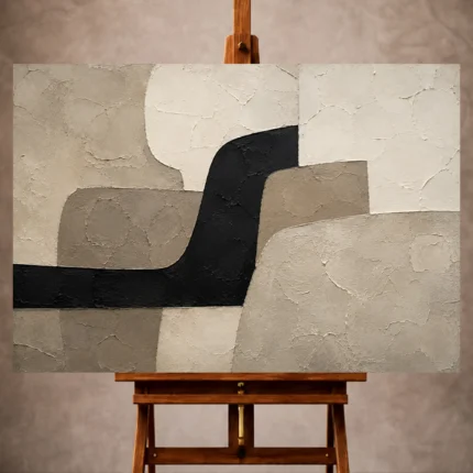 Quiet luxury Minimal Office Wall Art print featuring textured organic blocks and a bold abstract form for elegant interiors