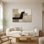 Quiet Luxury Organic Minimal Office Wall Art Canvas Print styled in a refined neutral interior
