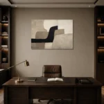 Quiet Luxury Organic Minimal Office Wall Art Canvas Print displayed in a contemporary gallery-inspired room