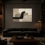 Quiet Luxury Organic Minimal Office Wall Art Canvas Print shown in a warm modern interior
