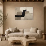 Quiet Luxury Organic Minimal Office Wall Art Canvas Print presented in a sophisticated home setting