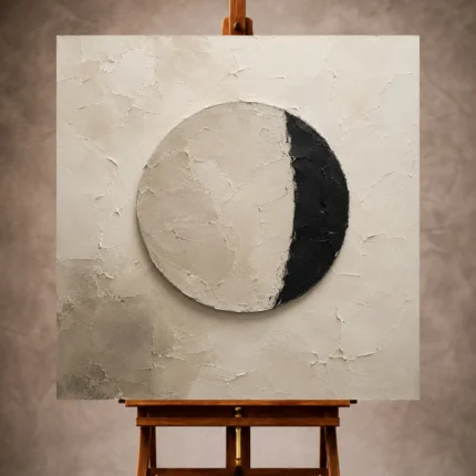 Refined neutral Minimal Office Wall Art print featuring a sculptural circular form for elegant interiors