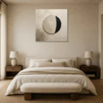 Sculptural Circle Minimal Office Wall Art Canvas Print showcased in an elegant minimalist interior
