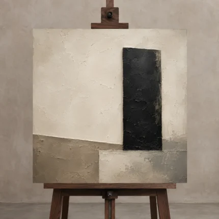 Quiet Luxury Monolith Minimal Office Wall Art Canvas Print displayed on a studio easel