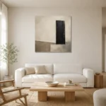 Quiet Luxury Monolith Minimal Office Wall Art Canvas Print styled in a refined neutral interior